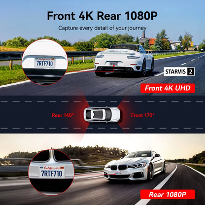 Touch Screen Dash Cam Front and Rear, 4K Dash Camera with STARVIS 2 Sensor, Free 128GB Card, Car Camera with Wifi GPS, Voice Control, WDR, 24H Parking Mode, Night Vision