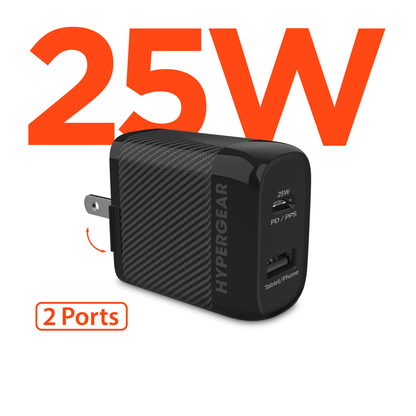 HyperGear SpeedBoost 25W USB-C PD + 12W USB Fast Wall Charger with PPS