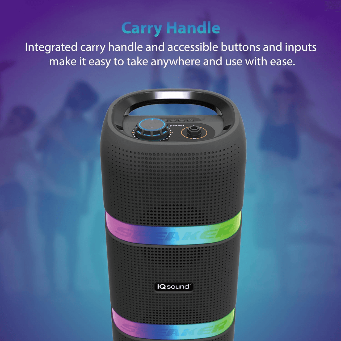 IQ Sound 2 x 4-Inch Portable Bluetooth TWS LED Speaker