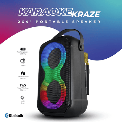 IQ Sound Karaoke Kraze 2x 4-Inch Portable Bluetooth Speaker