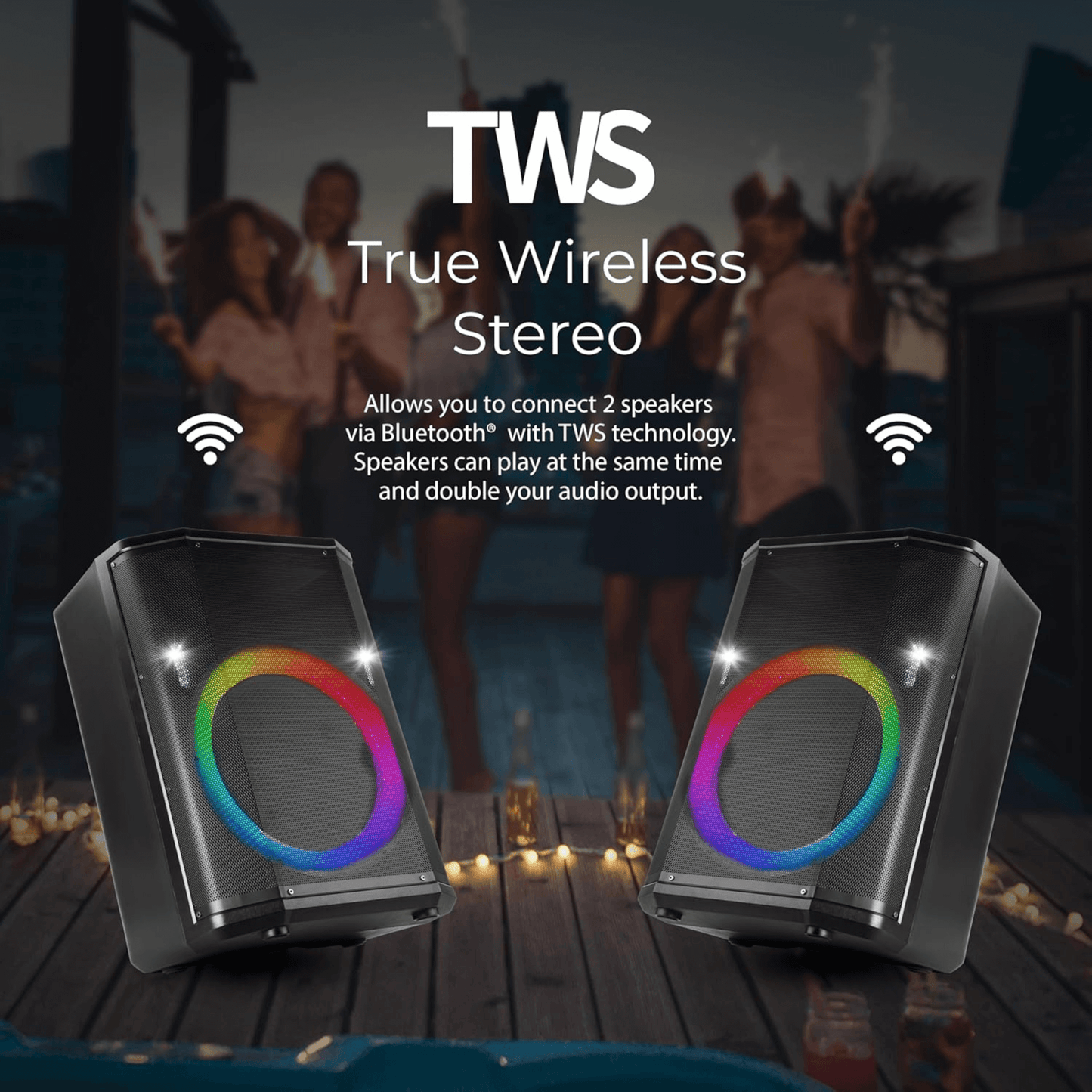 IQ Sound 15-Inch Portable BT Speaker with Tiltable Audio Enhancement