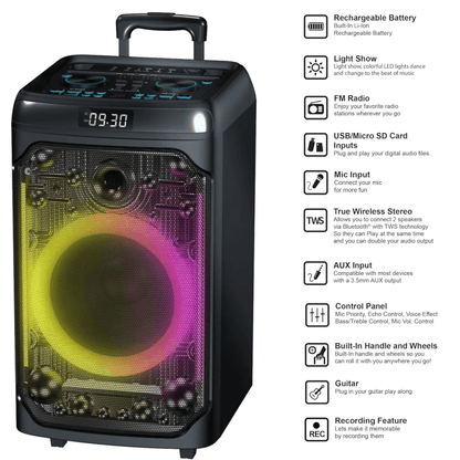 IQ Sound CYBER FLEX12 12-Inch Portable Bluetooth Party Speaker