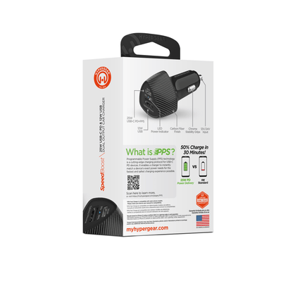 HyperGear SpeedBoost 25W USB-C PD + 12W USB Fast Car Charger with PPS