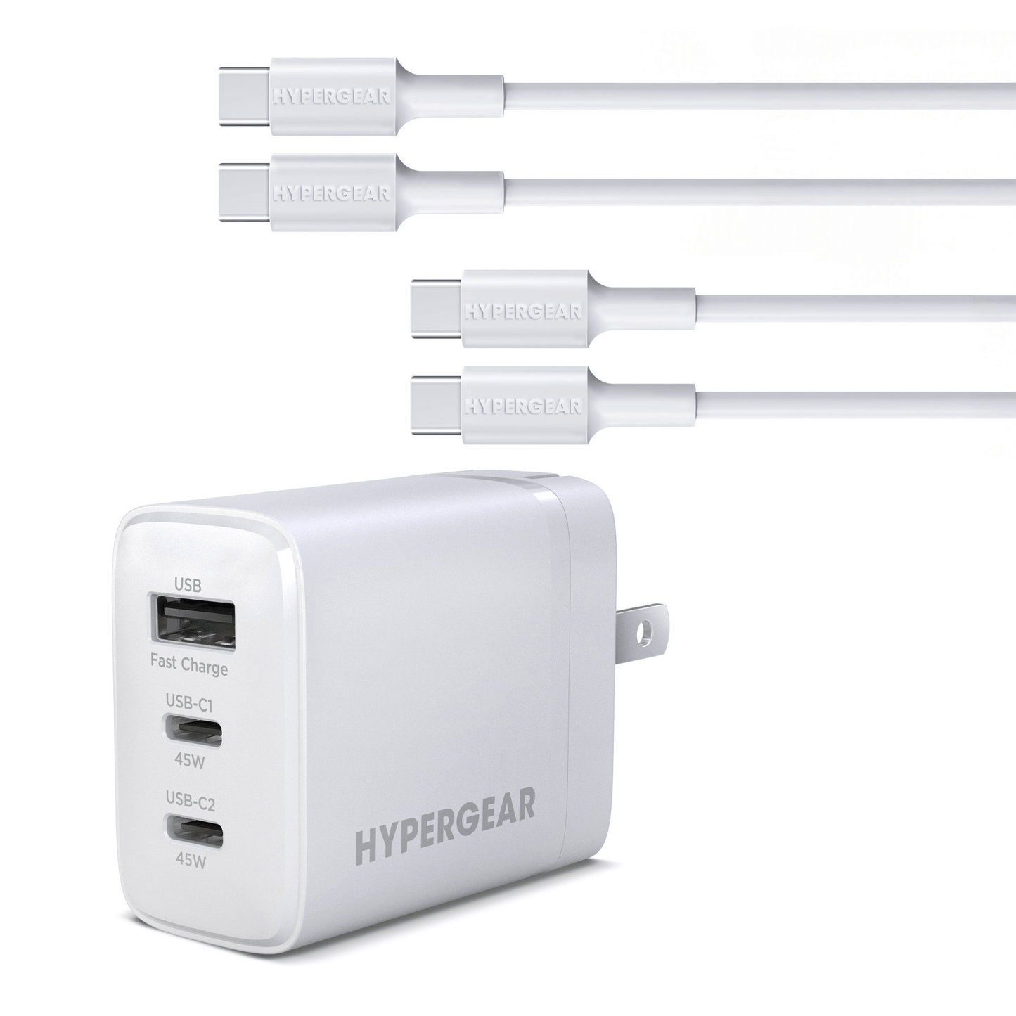 HyperGear 45W USB-C PD PPS Tri-Port GaN Fast Wall Charger